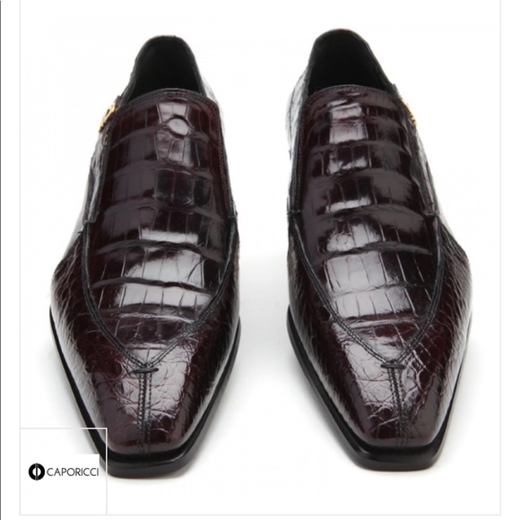 Caporicci 203 Alligator Split Toe Loafers Burgundy - Picture 3 of 4